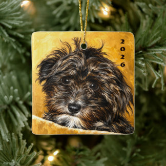 Enfeite Quadrado de Cerâmica Schnoodle