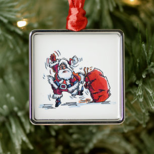 Enfeite quadrado de Papai Noel zangado premium