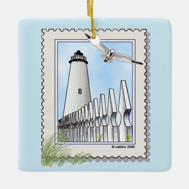Enfeite quadrado do farol de Ocracoke (Frente)