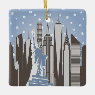Enfeite Quadrado Flocos de Neve NYC