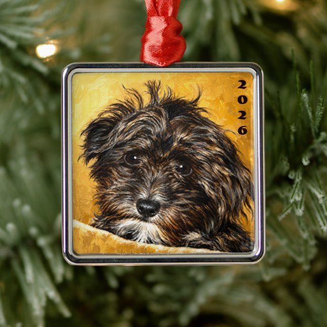 Enfeite Quadrado Premium Schnoodle (Árvore)