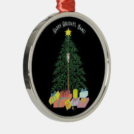 Enfeite Redondo de Metal Árvore de Natal