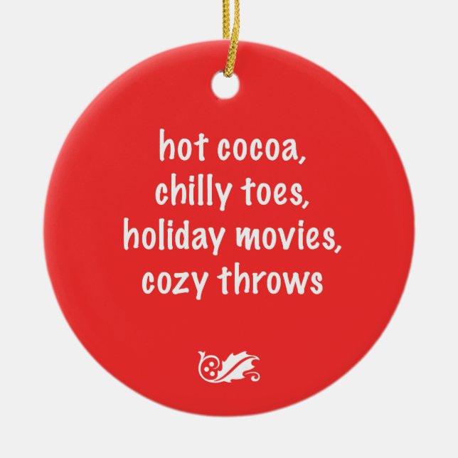 Enfeite Vermelho de Poema de Feriado (Frente)