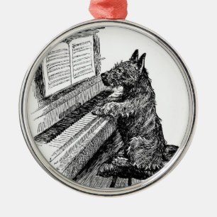 Enfeite Vintage "Cachorrinho Tocando Piano"