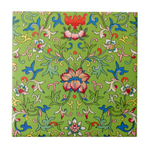 Enfeite Vintage Owen Jones Chinês Verde Floral