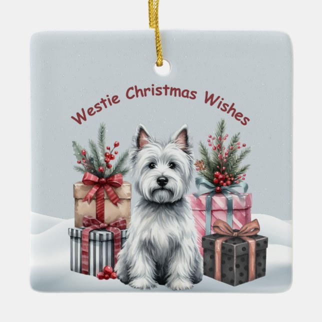 Enfeite Westie Personalizado com Presentes (Frente)
