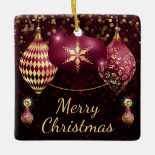 Enfeites Burgundy & Gold Feliz Natal