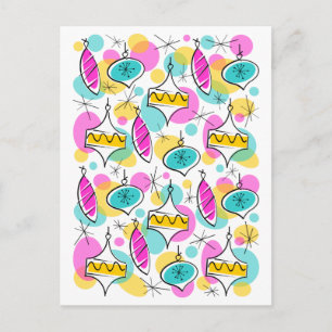 Enfeites de árvore retrô multi cartão postal verti