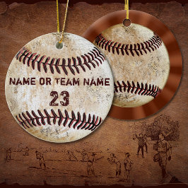 Enfeites de beisebol vintage com NOME e NÚMERO