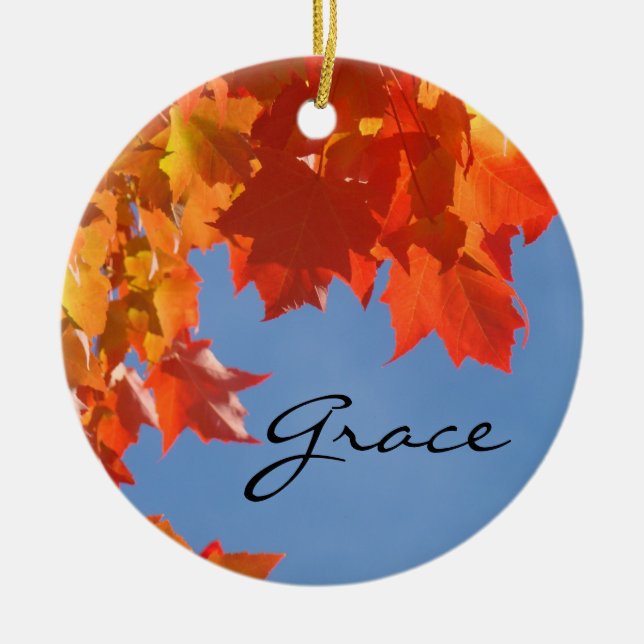 Enfeites de Férias Grace Folhas Laranjas Céu Azul (Frente)