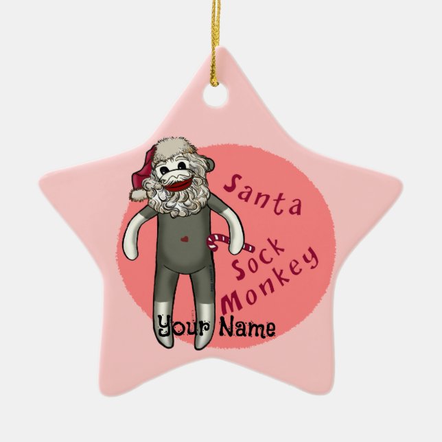 enfeites de macaco de meia do Papai Noel do Natal (Frente)