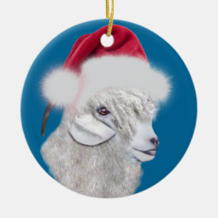 Enfeites de natal Angora Goat Santa Hat