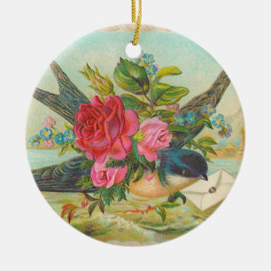 Enfeites de natal azuis do pássaro do Victorian