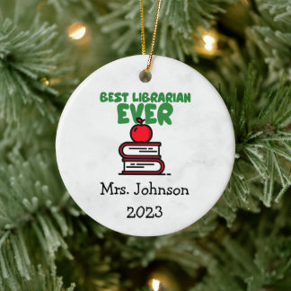 enfeites de natal "Best Librarian Ever"
