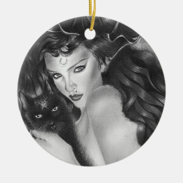 Enfeites de natal Bewitched do gatinho (Frente)