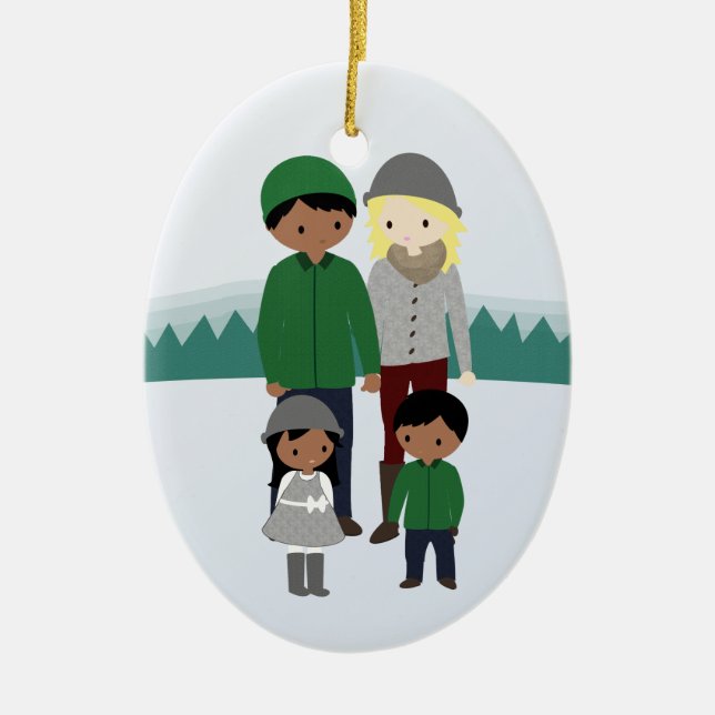 Enfeites de natal Bi-Raciais customizáveis da (Frente)
