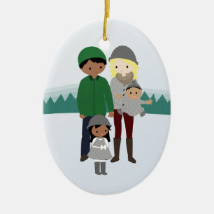 Enfeites de natal Bi-Raciais customizáveis da