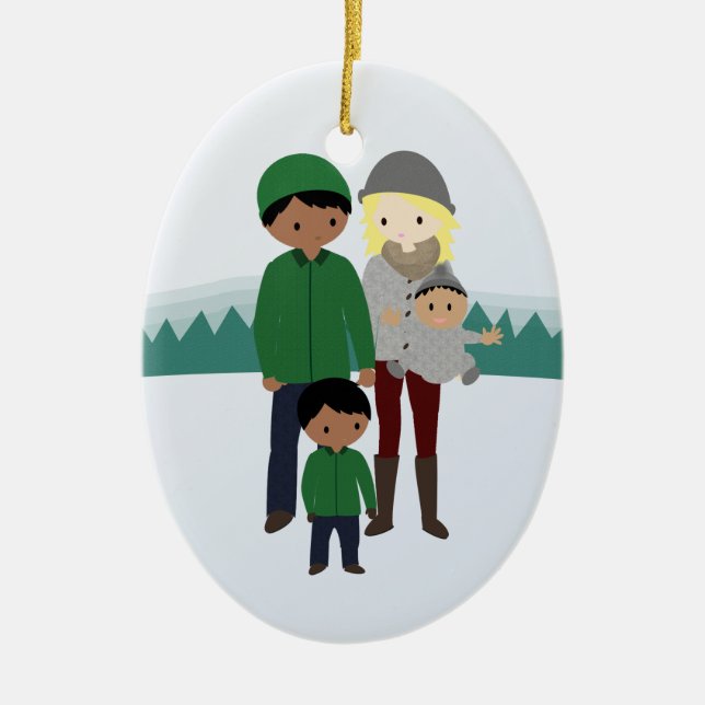 Enfeites de natal Bi-Raciais customizáveis da (Frente)