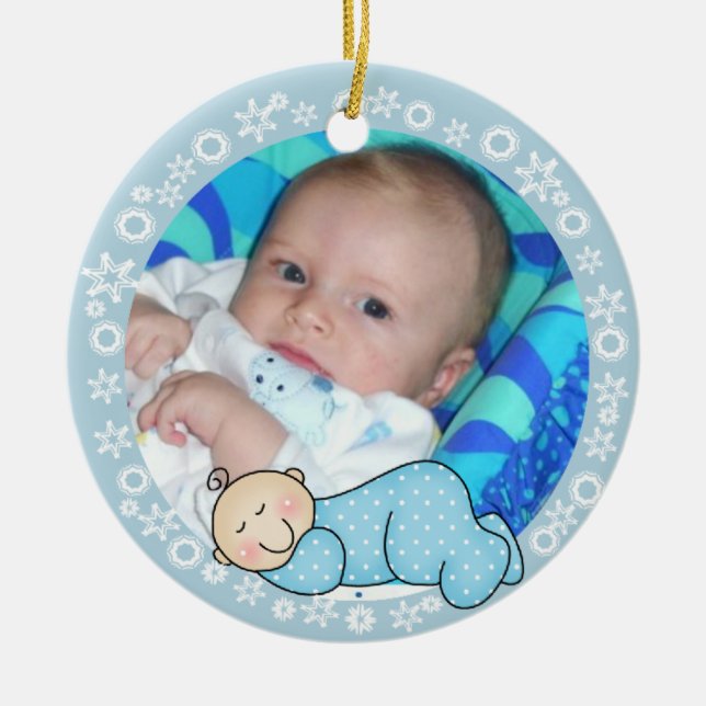 Enfeites de natal Blue Snowflake Baby 1rua (Frente)