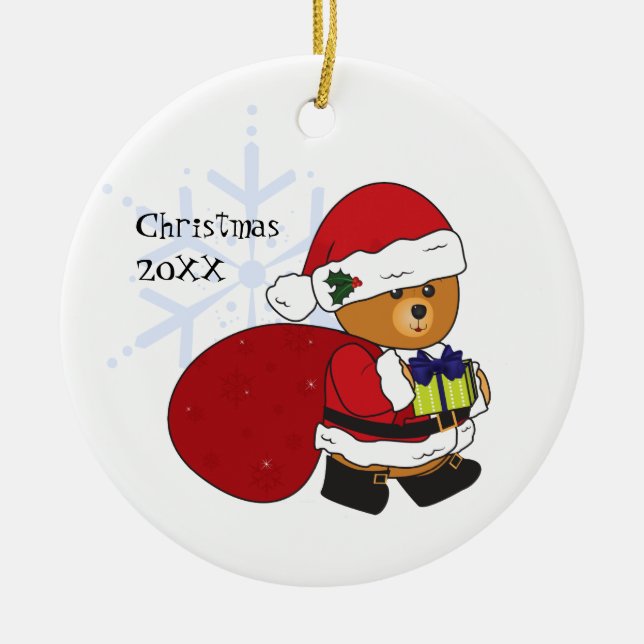 Enfeites de natal bonitos customizáveis do urso de (Frente)
