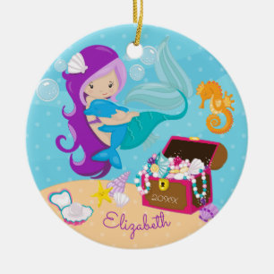 Enfeites de natal bonitos da sereia & do golfinho
