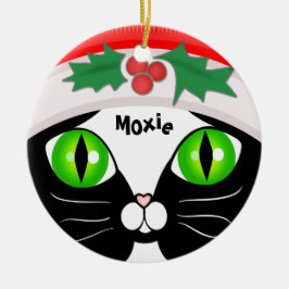 Enfeites de natal bonitos do gato do smoking do