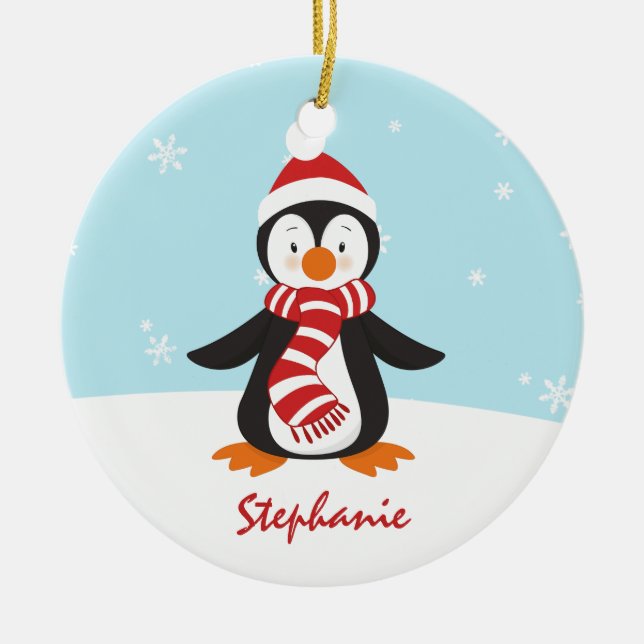 Enfeites de natal bonitos do pinguim (Frente)