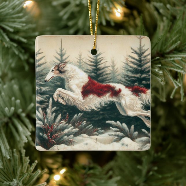 Enfeites de natal Borzoi saltando (Árvore)