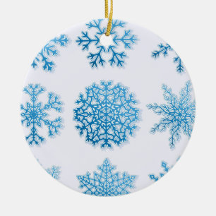 Enfeites de natal Branco Clássico Azul Flocos de N