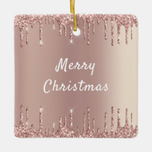 Enfeites de natal brilhante Dourado rosa
