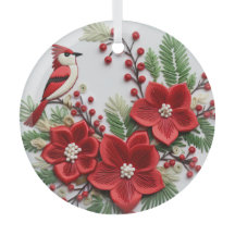 enfeites de natal Cardinais Bordados 3D