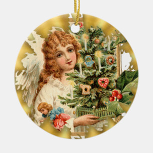 Enfeites de natal cerâmicos da menina do Victoria