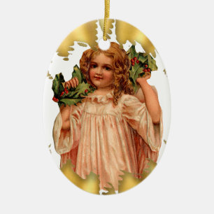 Enfeites de natal cerâmicos do anjo do Victorian