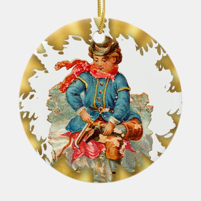 Enfeites de natal cerâmicos do patinagem no gelo (Frente)