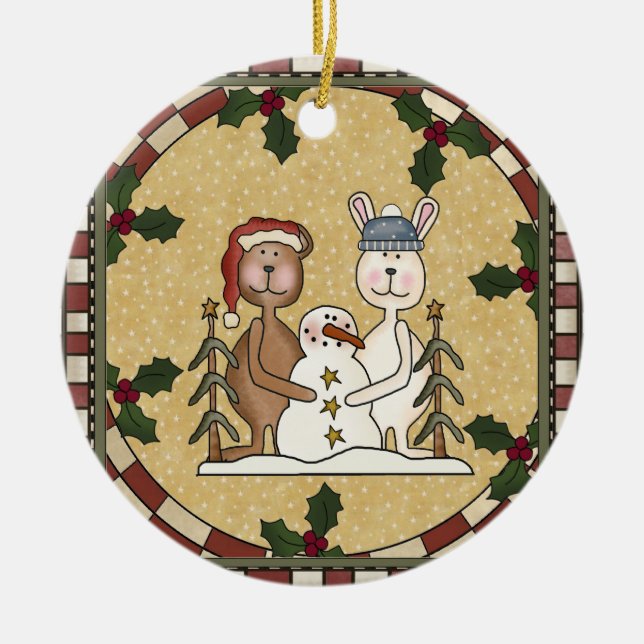 Enfeites de natal cerâmicos personalizados da foto (Frente)
