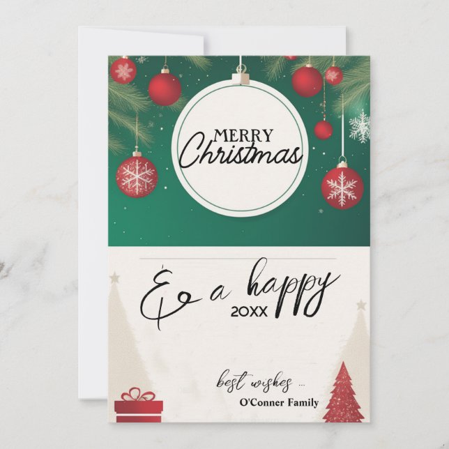 Enfeites de Natal Clássicos Retrô - Cartões de Fér (Frente)