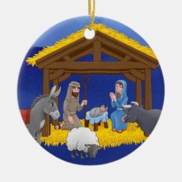 Enfeites de natal com cena de natividade