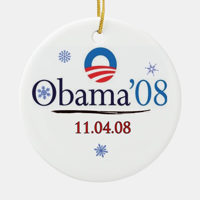 Enfeites de natal comemorativos de Obama '08 (Frente)
