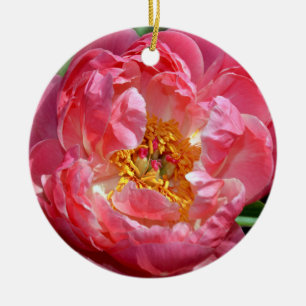 Enfeites de natal cor-de-rosa da flor da peônia