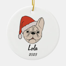 Enfeites de natal Cream/White Frenchie Santa Hat