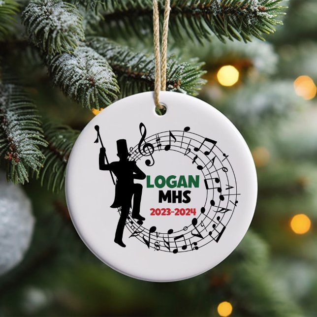 Enfeites de natal da Banda de Marcha Principal do  (Christmas ornament for a high school drum major customized with name, school and year)