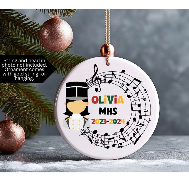 Enfeites de natal da Banda de Marcha Principal do  (Christmas ornament for a marching band member customized with name, school and year)