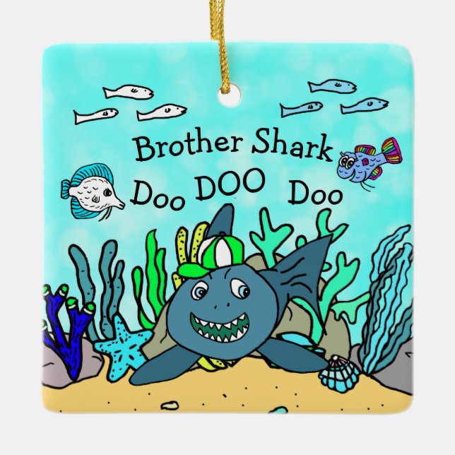 Enfeites de natal da família Brother Shark (Frente)