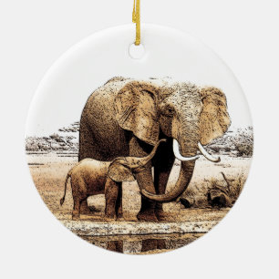 Enfeites de natal da Família Elefante