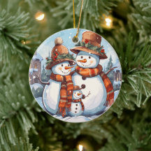 Enfeites de natal da Família Snowman