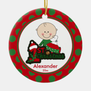 Enfeites de natal da figura bebê da vara primeiro