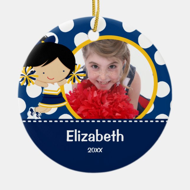 Enfeites de natal da foto do elogio do cheerleader (Frente)