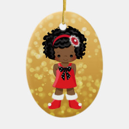 Enfeites de natal da menina do afro-americano