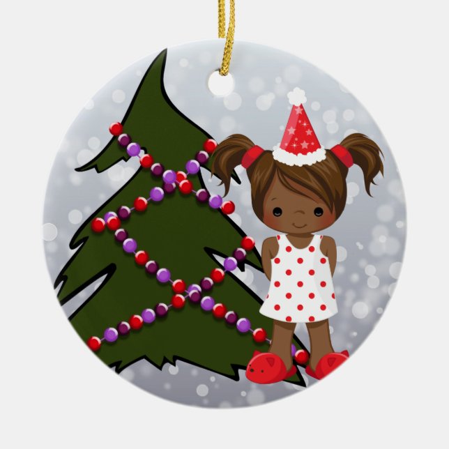 Enfeites de natal da menina do afro-americano (Frente)