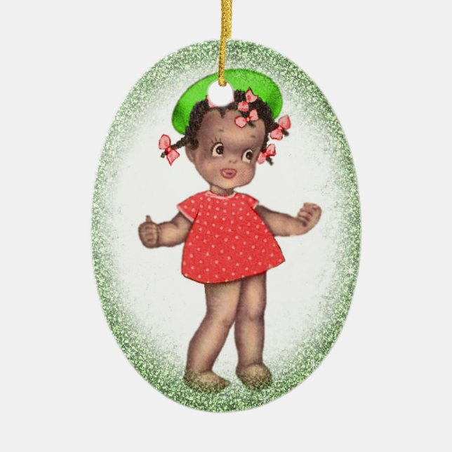 Enfeites de natal da menina do afro-americano do (Frente)